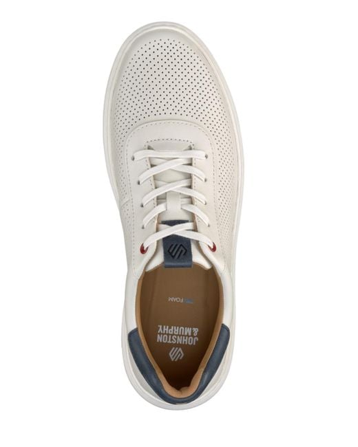 Johnston & Murphy White Anders Perforated U-throat Sneaker for men