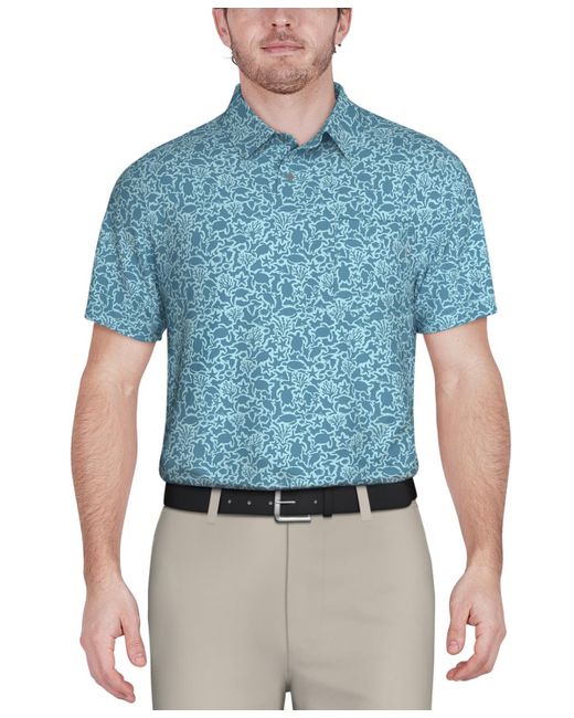 PGA TOUR Blue Sea Life Short Sleeve Performance Golf Polo Shirt for men
