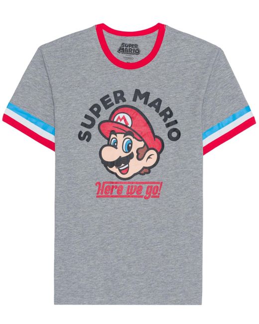 Hybrid Gray Super Mario Short Sleeve Ringer T-shirt for men