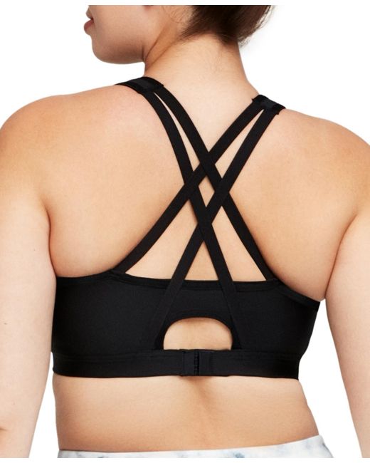 Glamorise Black Plus Size Full Figure Zip Up Front Closure Sports Wirefree Bra 9266