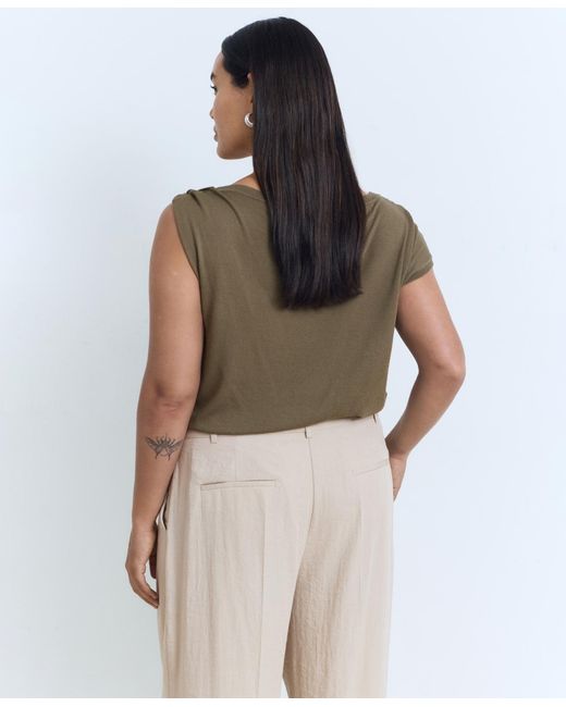 Mango Natural Wide Leg Pleated Pants