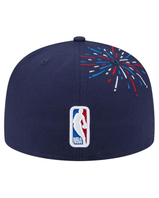 KTZ Blue Philadelphia 76ers Americana Fireworks 59fifty Fitted Hat for men