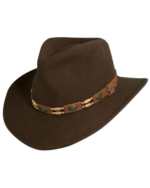 Scala Brown Crush Felt Tracker Hat for men