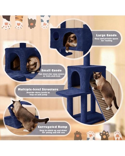 Aronkl Blue Multi-level Cat Tree Tower