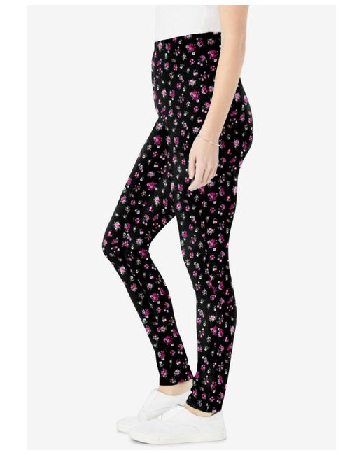 Woman Within Black Within Stretch Cotton Printed legging