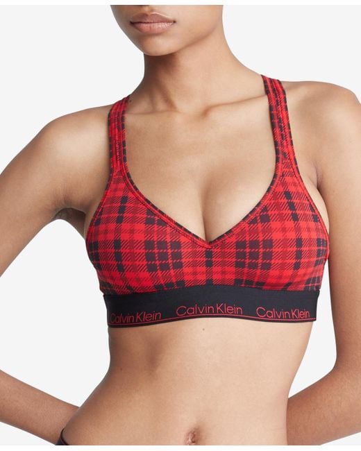 Calvin Klein Modern Cotton Holiday Padded Bralette Qf7781 in Red