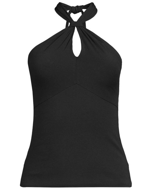Lands' End Black Slender Twist Front Halter Top
