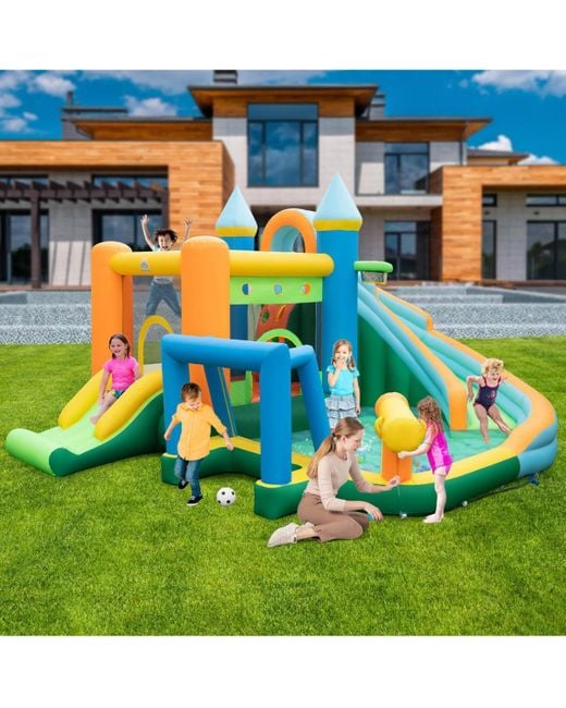 Gymax White Inflatable Water Slide Kids Blow Up Water Park