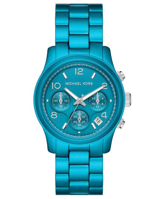 Michael Kors Limited Edition Runway Chronograph Stainless Steel Watch 38mm  in Blue | Lyst