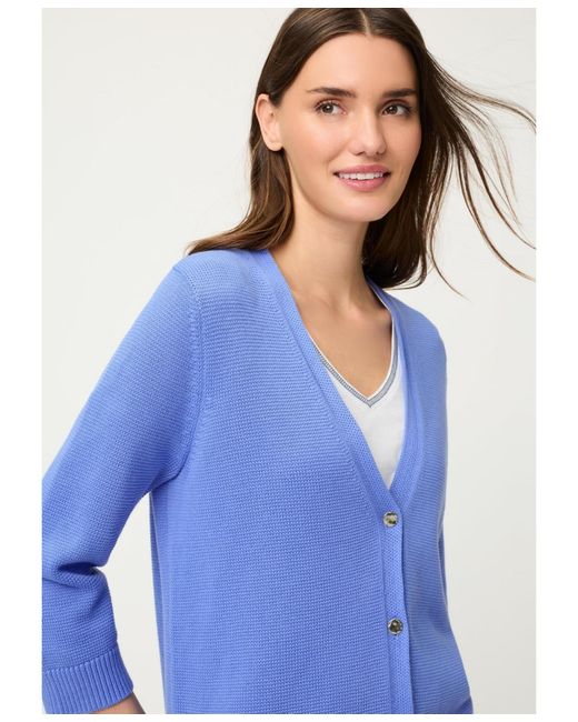 Olsen Blue Solid V-neck Cardigan