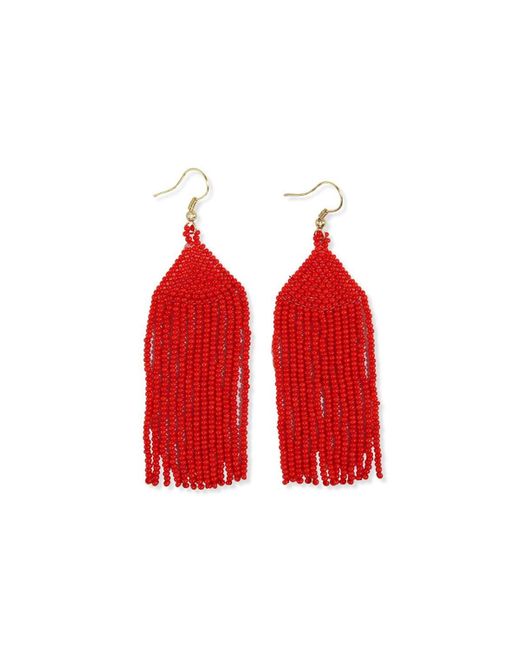 INK+ALLOY Red Ink+alloy Michele Solid Beaded Fringe Earrings