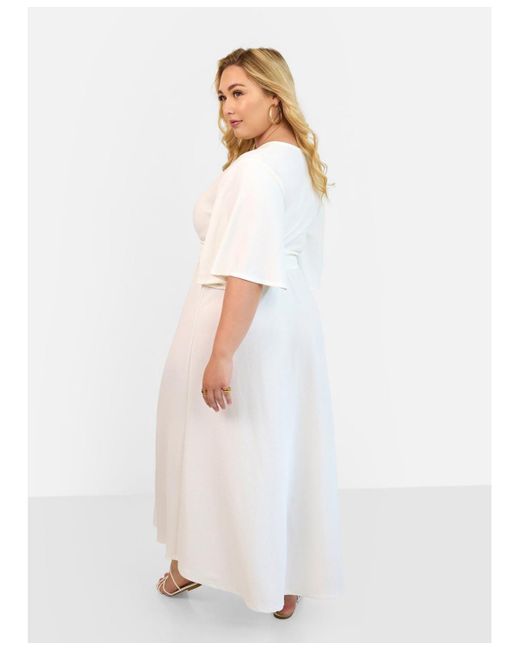 Rebdolls White Plus Size Faux Wrap Maxi Dress