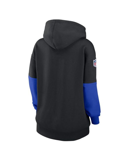 Nike Blue Black/royal Los Angeles Rams 2024 Sideline Essential Fleece Pullover Hoodie