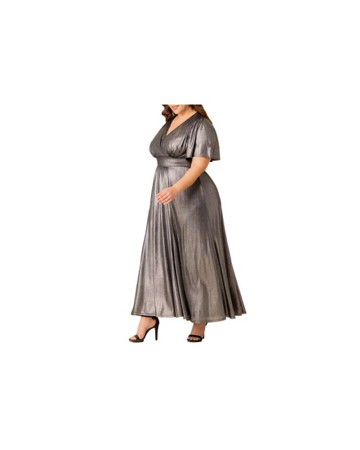 Kiyonna Black Plus Size Evania Metallic Evening Gown