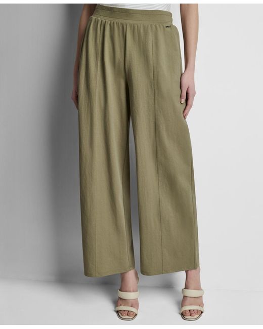 DKNY Green Mini Logo Ewaist Pull-on Pants