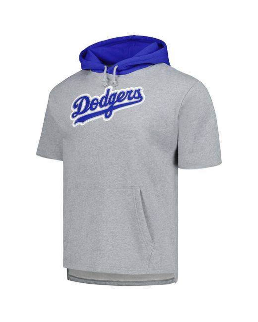 Mitchell & Ness Blue Los Angeles Dodgers Postgame Short Sleeve Pullover Hoodie for men