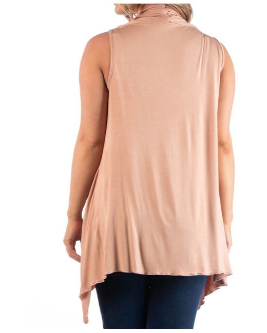 24seven Comfort Apparel Pink Plus Size Asymmetric Open Front Cardigan Sweater