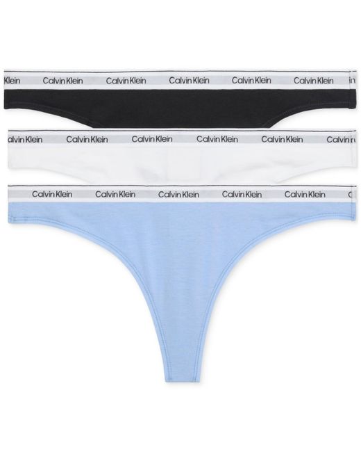Calvin Klein Blue Modern Logo 3-pack Thong Underwear Qd5209