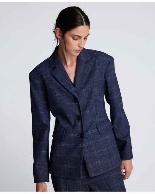 Kenneth Cole Blue Collared Hourglass Jacket