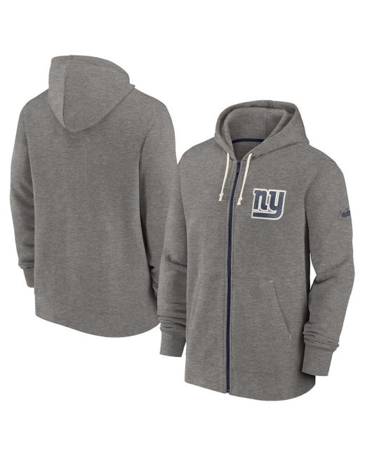 Nike Gray Heather Distressed New York Giants Historic Lifestyle Full-zip Hoodie for men