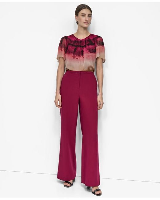 DKNY High Rise Front-zip Flared-leg Pants