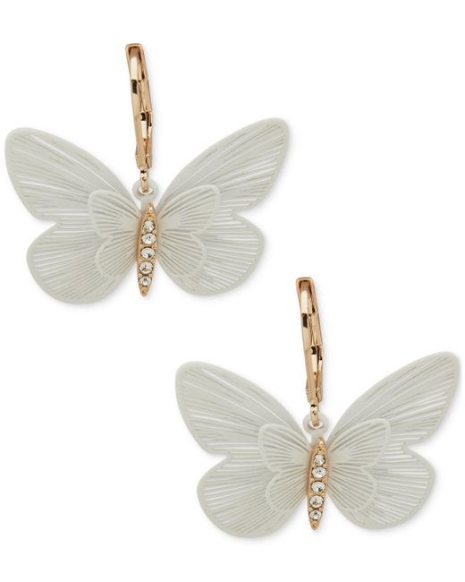 Lonna & Lilly White Gold-tone Butterfly Drop Earrings