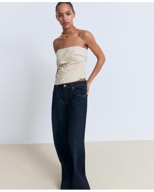 Mango White Asymmetrical Strapless Top