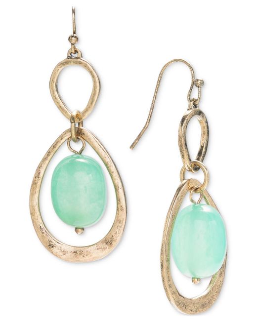 Style & Co. Blue Gold-tone Stone Orbital Drop Earrings