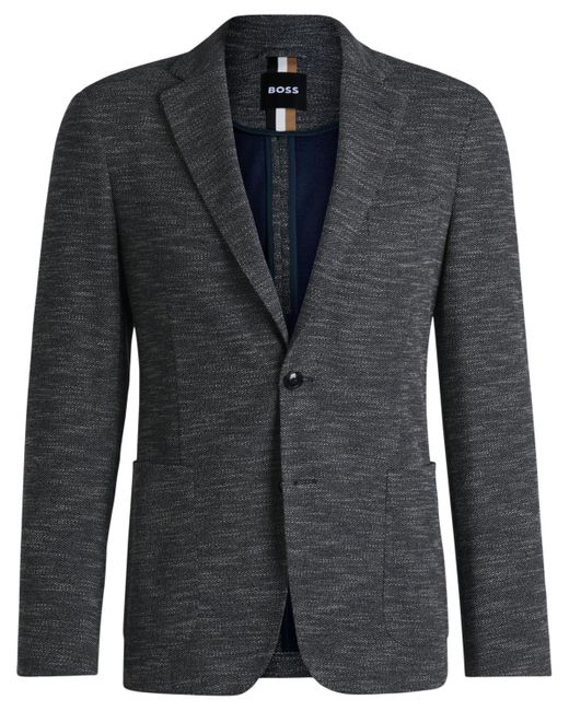 Boss Gray Boss By Micro-patterned Slim-fit Blazer