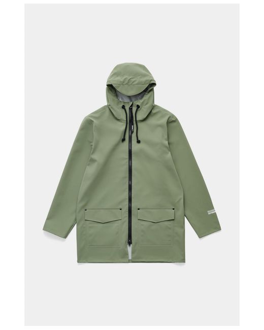 Stutterheim Green Stockholm Patch Matte Raincoat for men