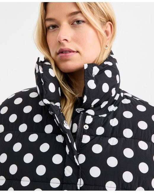 On 34th Blue Cropped Dot Puffer Jacket
