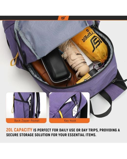Wosofe Purple Small Backpack 20l Hiking Backpack Lightweight Travel Daypack
