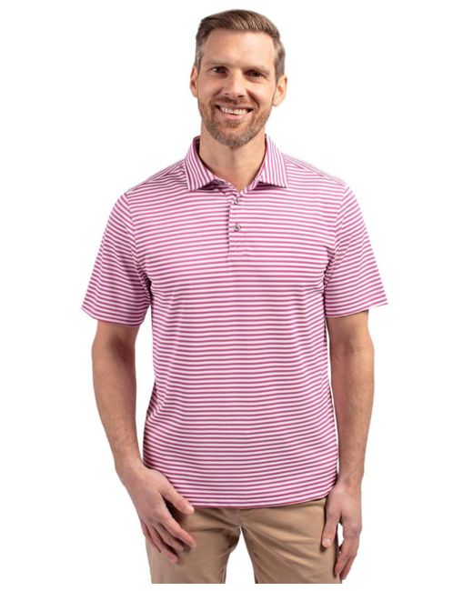 Cutter & Buck Purple Big & Tall Virtue Eco Pique Stripe Recycled Polo Shirt for men