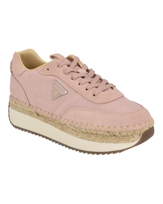 Guess Pink Stefen Lace Up Casual Espadrille Sneakers