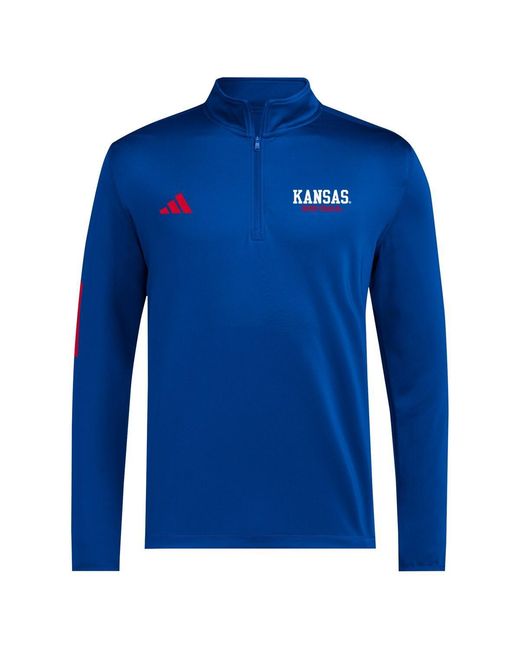 Adidas Blue Kansas Jayhawks Half-zip Pullover Golf Jacket for men