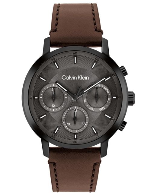 Calvin Klein Black Gauge Leather Strap Watch for men