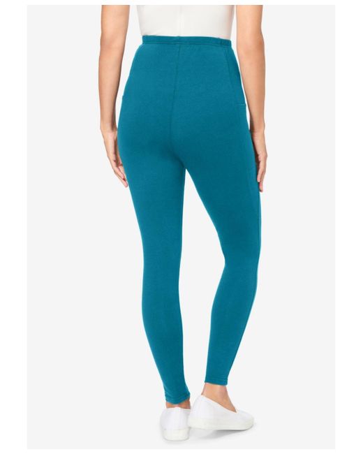 Woman Within Blue Within Tall Stretch-cotton Knit Pull-on Pocket leggings