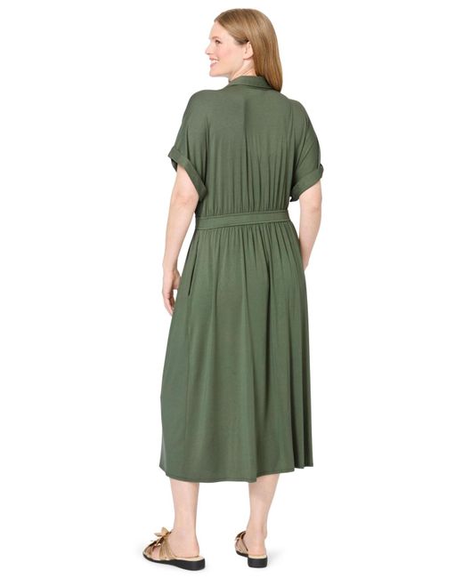 Woman Within Green Plus Size Within Snap-front Dress