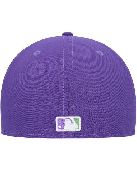 KTZ Purple Chicago Cubs Lime Side Patch 59fifty Fitted Hat for men