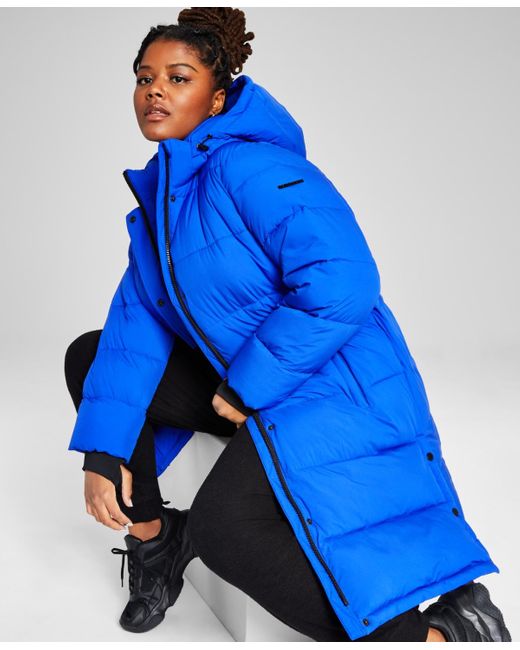 BCBGeneration Blue Plus Size Hooded Puffer Coat