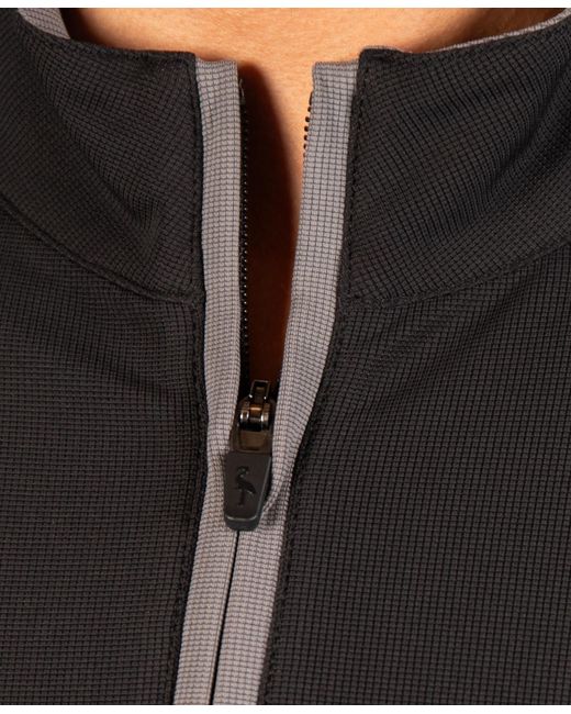 Tailorbyrd Black Micro Grid Performance Quarter Zip for men