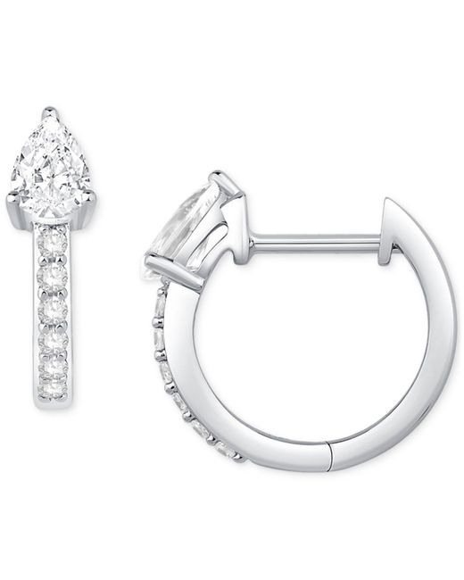 Macy's White Diamond Pear & Round Small Hoop Earrings (5/8 Ct. T.w.