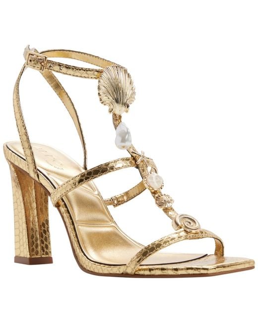 ALDO Taylar Square Toe Block Heel Sandals in Metallic | Lyst