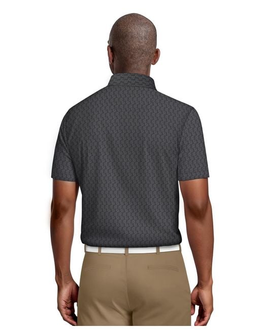 PGA TOUR Gray All-over Micro Jacquard Short-sleeve Golf Polo Shirt for men