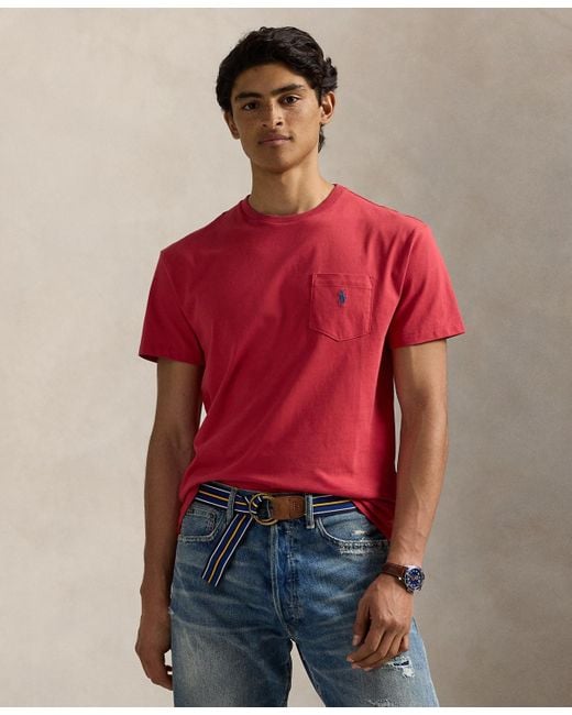 Polo Ralph Lauren Red Classic Fit Crew Neck Pocket T-shirt for men