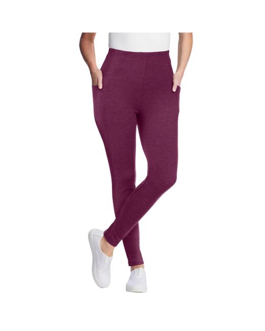 Woman Within Purple Within Tall Stretch-cotton Knit Pull-on Pocket leggings