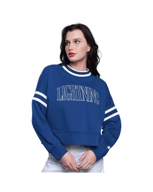 Starter Blue Â Tampa Bay Lightning Power Play Cropped Pullover Sweatshirt