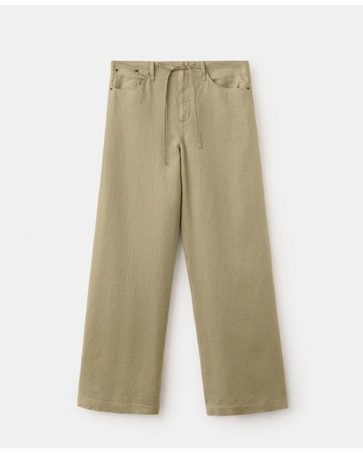 Mango Natural Bow Linen Pants