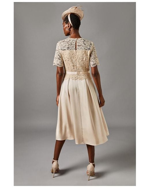 Coast Metallic Lace And Crepe Full Skirted Midi Dress