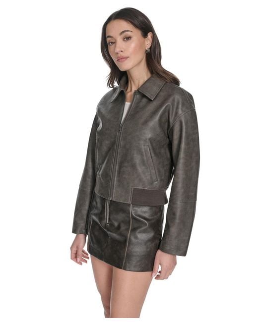 Levi's Gray Regular Faux Leather Bomber Jacket